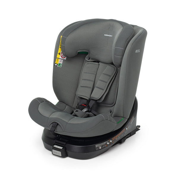 Foppapedretti iTurn i-Size Car Seat, Suitable for 0-12 Years, Booster Seat For Kids, Gray.