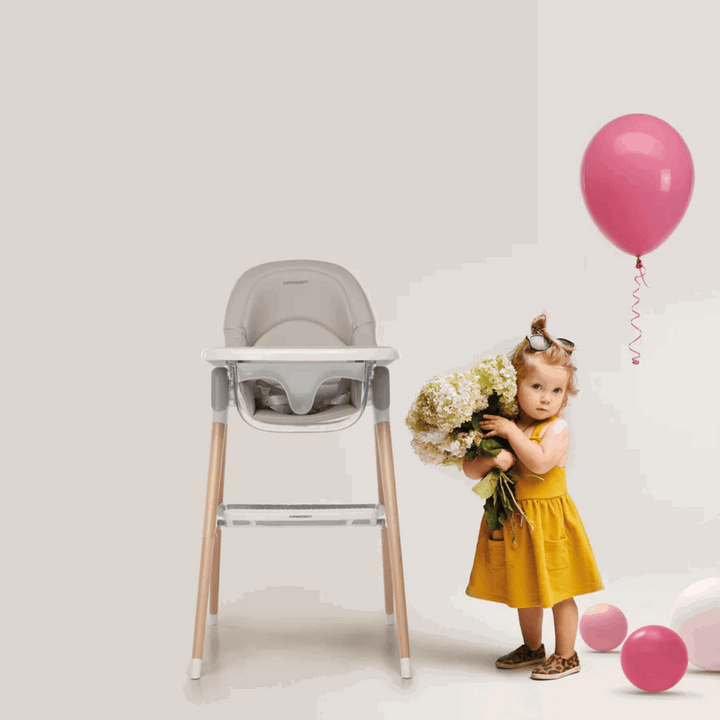 Foppapedretti Bonito Highchair – Adjustable & Foldable Booster Chair With Reclining Seat, Beige